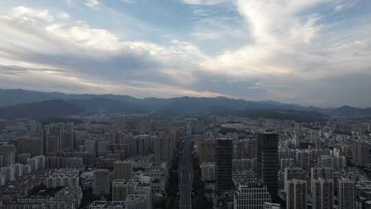 福建龙岩城市大景航拍