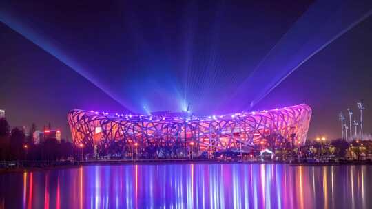 北京鸟巢夜景 奥运会国家体育场 城市建筑