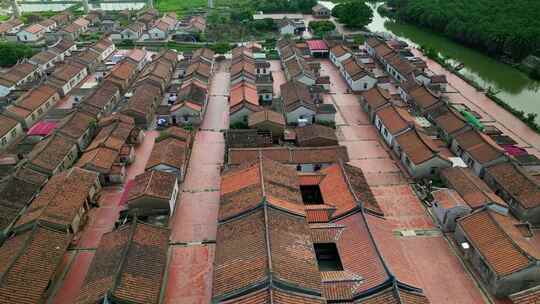 航拍福建漳州龙海埭美古村闽南古民居风光