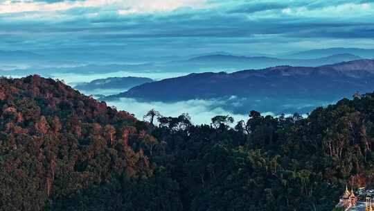 云南普洱景迈山云海日出航拍