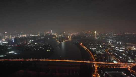 广州海珠区夜景航拍视频素材模板下载