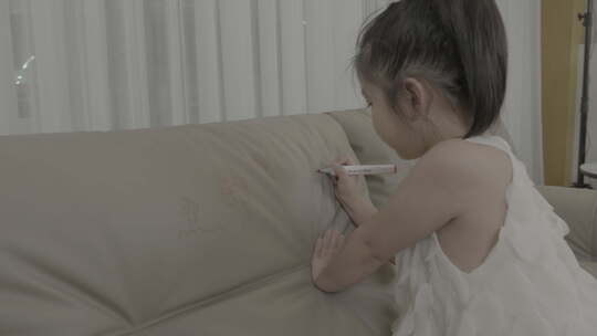儿童沙发玩耍人造革皮革面料静态慢镜头展示