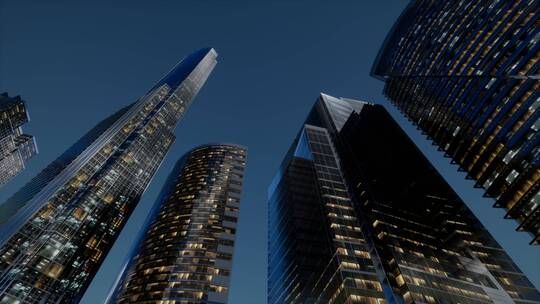 夜晚的城市摩天大楼视频素材模板下载