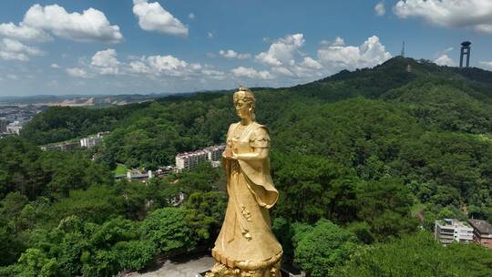 广西梧州妈祖庙雕像航拍