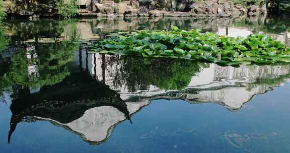 典雅的古建池塘庭院 私家园林网师园