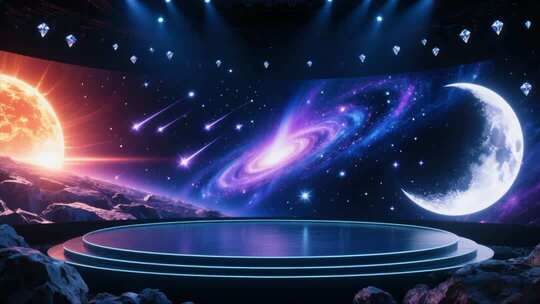 舞台背景素材日月led蓝色调舞台背景