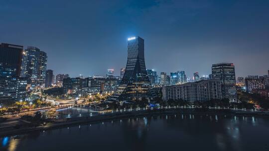 成都地标-高新区-中国欧洲中心-车流-夜景