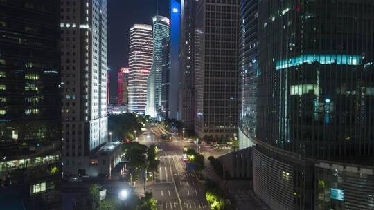 上海陆家嘴现代办公大楼夜景-悟2航拍