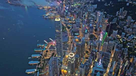 香港太平山航拍中环视频素材模板下载