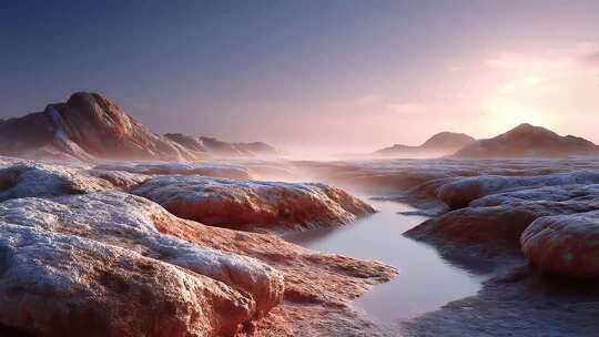 岩石山脉在日落时分的迷人景象