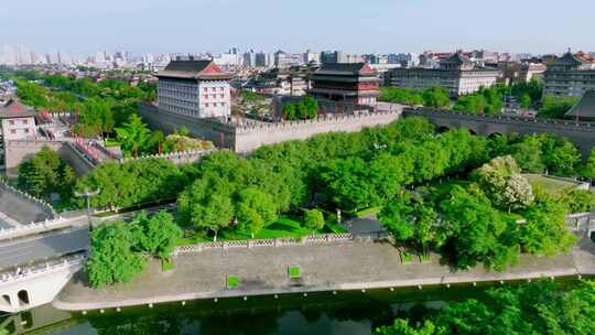 航拍西安永宁门城墙建筑