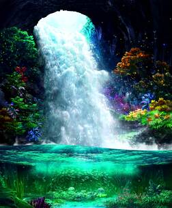 山洞瀑布水池