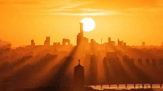 北京长城故宫日出