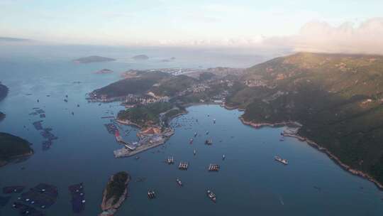 福建霞浦花竹村日出海岛风景航拍