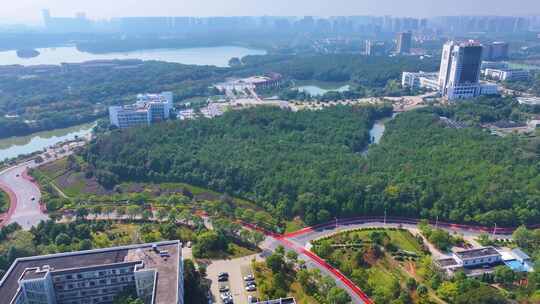 江西南昌大学前湖校区校园航拍风景风光素材