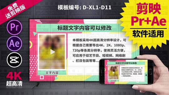 视频包装模板Pr+Ae+抖音剪映 D-XL1-D11