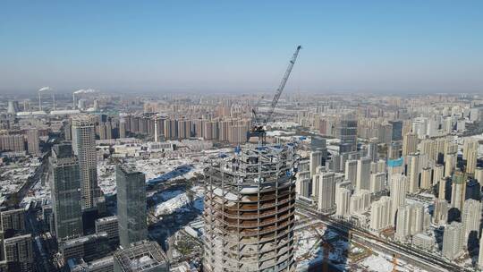 山东济南城市风光地标建筑航拍