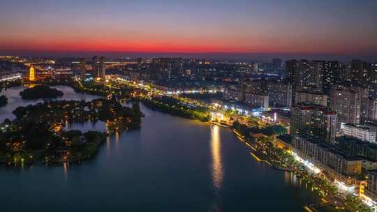 江苏省淮安市涟水县城夜景航拍延时