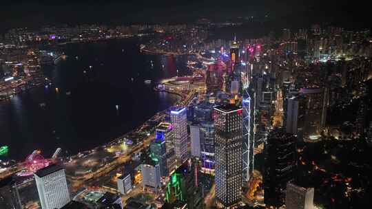 香港城市夜景地标建筑