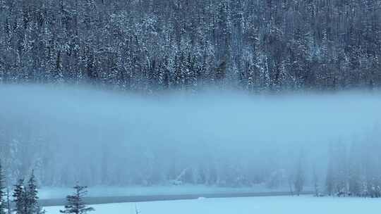 新疆北疆阿勒泰喀纳斯冬季雪景童话世界航拍