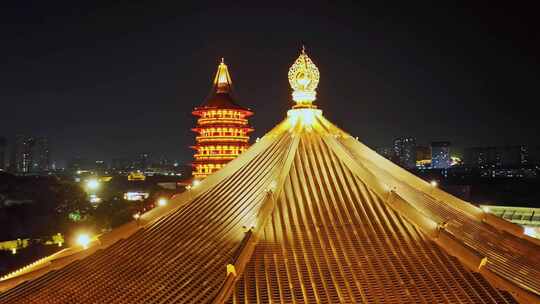 洛阳城市应天门天堂名堂夜景道路交通航拍