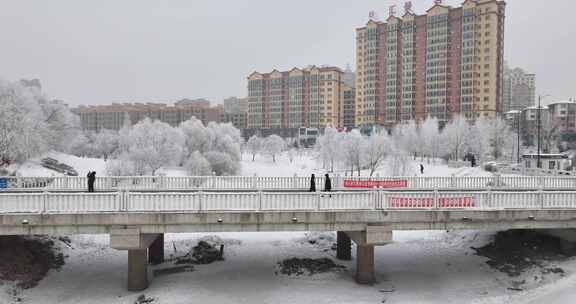 黑龙江绥化市庆安县雾松航拍