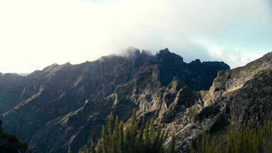 马德拉，山，云，岭