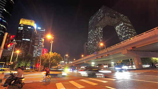 城市夜晚 城市车流 北京车流  夜晚车流