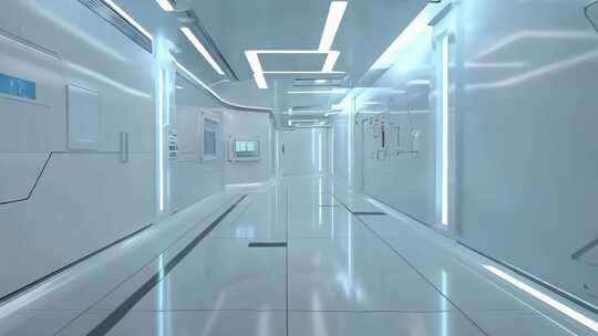 未来科技医疗医院走廊实验室无菌未来科技感