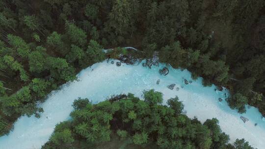 原始森林河流溪流航拍