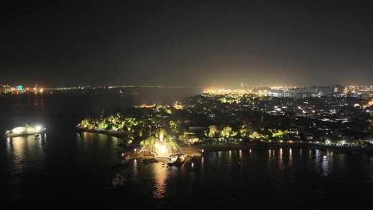 福建厦门鼓浪屿夜景航拍