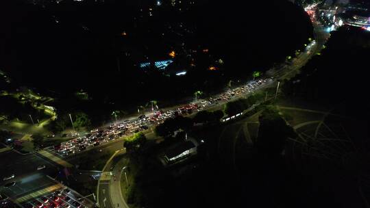 夜晚城市道路交通航拍