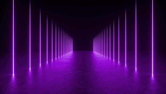 暗室中的紫色霓虹灯隧道视频素材模板下载