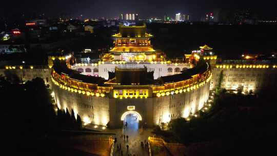 河南洛阳丽景门夜景灯光航拍