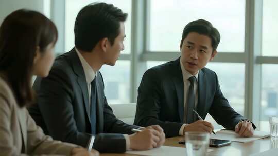 商务会议职场白领人士会议讨论沟通白领开会