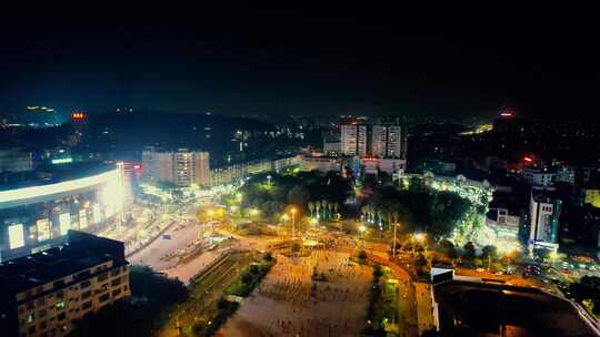 广东阳江百利广场夜景航拍