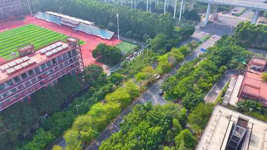 广州美术学院大学城校区航拍校园番禺区风景