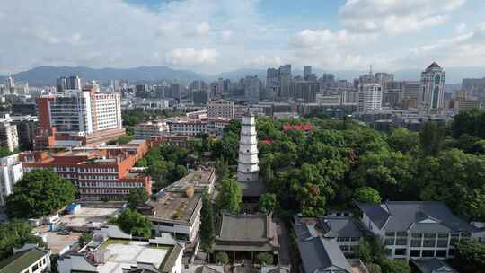 福建福州定光寺定光塔地标建筑白塔航拍