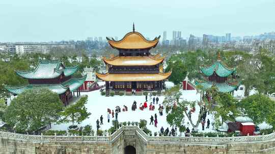 岳阳楼雪景