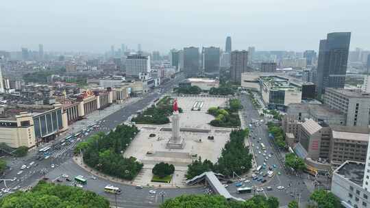 南昌市八一广场航拍八一南昌起义纪念塔建筑