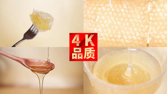 4k蜂蜜蜂巢特写慢动作视频合集