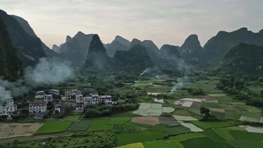 乡村风光的空中俯瞰全景