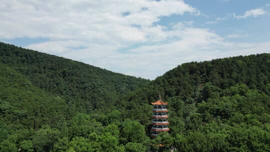 航拍湖南常德夹山国家森林公园野拂维禅师塔