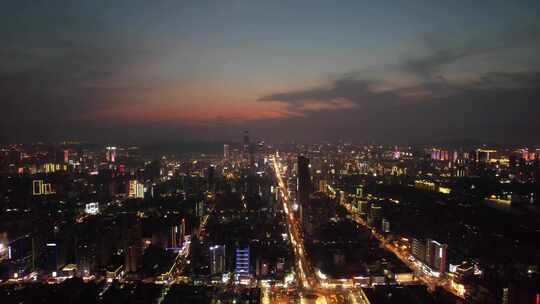 航拍湖南长沙地标长沙夜景