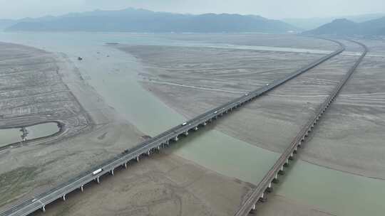 跨海大桥航拍宁德滨海特大桥沈海复线高速路