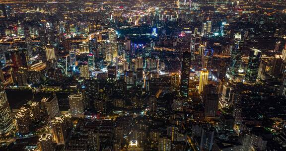 上海地标夜景延时航拍