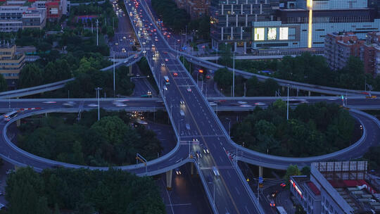 延时摄影城市夜景高架桥交通车流