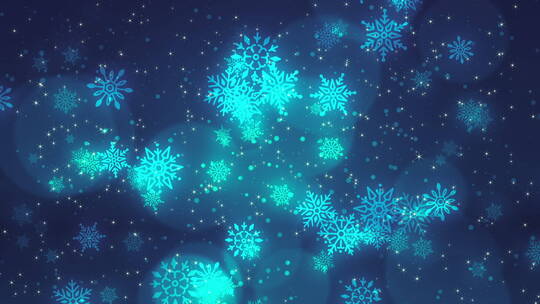 圣诞节雪花粒子飘飞蓝色唯美动态大屏背景