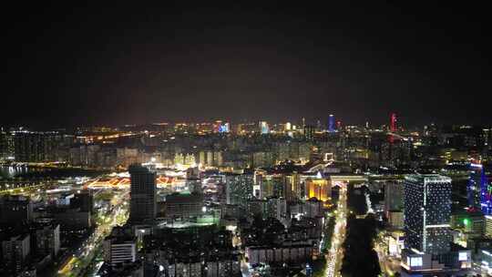 航拍广东珠海城市风光夜景