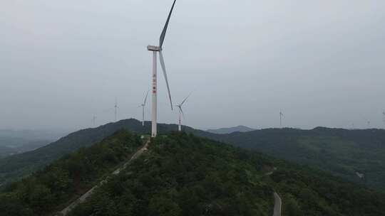 长沙航拍 风车 浏阳高山 乡村